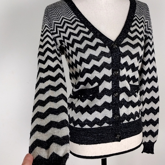 Wallace Chevron Cardigan Sweater Linen Wool Alpaca - Picture 10 of 12